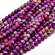 Natural Imperial Jasper Round Bead Strands, Dyed, Purple, 6mm, Hole: 1mm, about 65pcs/strand, 15.4 inch(G-I103-6mm-02)