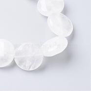 Natural Quartz Crystal Bead Strands, Rock Crystal Beads, Faceted, Flat Round, 16x6mm, Hole: 1mm, about 13pcs/strand, 7.87 inch(G-R405-16mm-04)