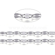 3.28 Feet 304 Stainless Steel Dapped Chains, Link Chains, Soldered, Stainless Steel Color, 3x1.5x0.2mm(X-CHS-F011-15A-P)