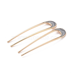 Alloy Enamel Hair Forks, U-shaped, Vintage Decorative for Hair Diy Accessory, Golden, Light Steel Blue, 101.5x21x3mm(MRMJ-P013-A01)