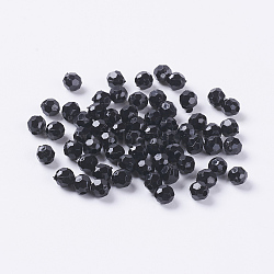 Opaque Acrylic Beads, Faceted Round, Black, Size:about 6mm in diameter, hole: 2mm, about 4800~4900pcs/500g(PAB6mmY-1)