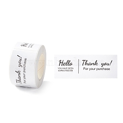 Thank You Stickers Roll, Rectangle Paper Purchase Tag Stickers, Adhesive Labels Stickers, Black, 3.3cm, Stickers: 80x30x0.1mm, about 120pcs/roll(DIY-O021-07)