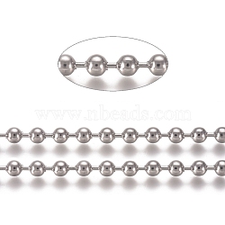 304 Stainless Steel Ball Chains, with Card Paper, Stainless Steel Color, 3.5mm(CHS-E021-13G-P)