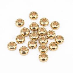 Brass Spacer Beads, Nickel Free, Rondelle, Raw(Unplated), 6x4mm, Hole: 3mm(KK-F713-03C)