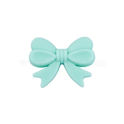 Bowknot Food Grade Silicone Beads, Chewing Beads For Teethers, DIY Nursing Necklaces Making, Aquamarine, 16x26mm(PW-WG39907-02)