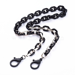 Personalized Acrylic & CCB Plastic Cable Chain Necklaces, Eyeglasses Chains, Handbag Chains, with Plastic Lobster Claw Clasps, Black, 26.97 inch(68.5cm)(X-NJEW-JN02824-02)