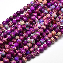 Natural Imperial Jasper Round Bead Strands, Dyed, Purple, 6mm, Hole: 1mm; about 65pcs/strand, 15.4 inches(G-I103-6mm-02)
