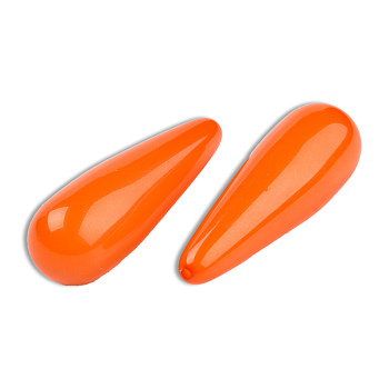 Opaque Resin Beads, Half Drilled, Teardrop, Orange Red, 30.5x10mm, Hole: 1~1.2mm