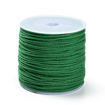 Macrame Cotton Cord, Braided Rope, with Plastic Reel, for Wall Hanging, Crafts, Gift Wrapping, Green, 1.2mm, about 49.21 Yards(45m)/Roll