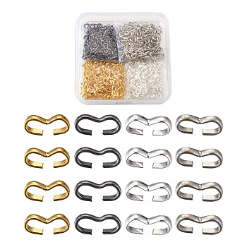 Iron Quick Link Connectors, Chain Findings, Number 3 Shaped Clasps, Nickel Free, Mixed Color, 7.5~8x4x1~2mm, 600pcs/box