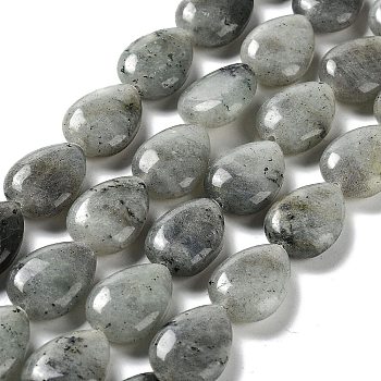 Natural Labradorite Beads Strands, Teardrop, 17.5~18x13x6mm, Hole: 1.2mm, about 22pcs/strand, 15.24 inch(38.7cm)