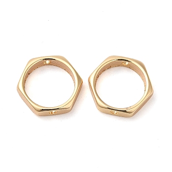 Brass Bead Frame, Nickel Free, Hexagon, Real 18K Gold Plated, 10x10x2.5mm, Hole: 1mm