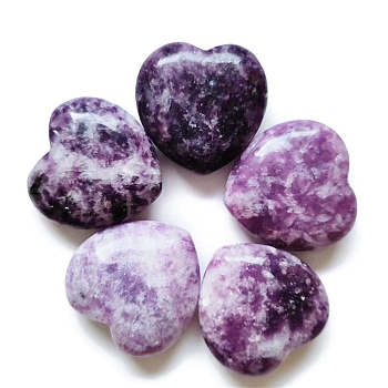 Natural Lepidolite Display Decorations, Home Decoration Supplies, Heart, 25x25x10mm