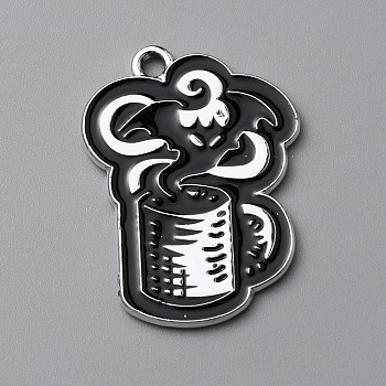 Alloy Enamel Pendants, Platinum, Cup, Bat Pattern, 28x20.5x1.4mm, Hole: 2mm