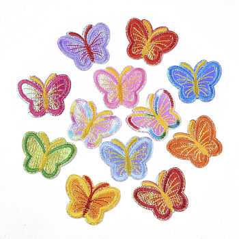 Computerized Embroidery Cloth Iron On/Sew On Patches, Costume Accessories, Appliques, Butterfly, Mixed Color, 45x55x1.5mmk, about 12colors, 1color/10pcs, 120pcs/bag
