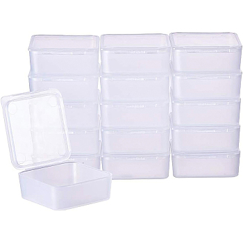 Plastic Bead Containers, Cube, Clear, 3.9x3.9x1.6cm, 24pcs