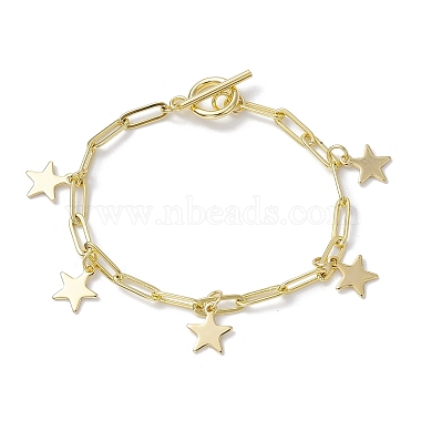 bracelets à breloques dorés en acier inoxydable 304 avec chaînes à trombones en laiton(BJEW-JB10031)-3