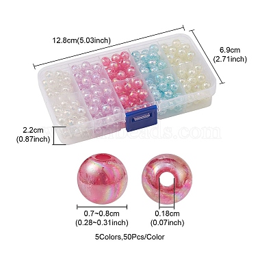 250Pcs 5 Colors Transparent Crackle Acrylic Beads(MACR-YW0002-52)-4