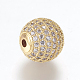 Brass Micro Pave Cubic Zirconia Beads(ZIRC-E134-12mm-04G)-2