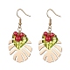 Iron Tropical Leaf Dangle Earrings with Glass Pearl Beaded(EJEW-JE05512)-1