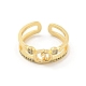 Letter Brass Micro Pave Clear Cubic Zirconia Open Cuff Rings(RJEW-G309-30G)-2