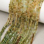 Gradient Color Natural Green Tourmaline Beads Strands, Round, Faceted, 2~2.5mm, Hole: 0.5mm, about 191pcs/strand, 15.43''(39.2cm)(G-Z106-H02-02A)