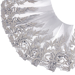 2 Yards Polyester Embroidery Flower Lace Trim, Sparkle Lace Trimming with Paillettes, Silver, 12-5/8~13-5/8 inch(322~345mm)(DIY-WH0661-27A)