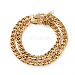 Couple Bracelets Sets, PVD Vacuum Plating 304 Stainless Steel Cuban Chain Bracelets, Long-Lasting Plated, with Lobster Claw Clasps, Golden, 7-5/8 inch(19.3cm) and 8-3/4 inch(22.2cm), 2pcs/set(BJEW-JB05788)