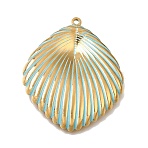 304 Stainless Steel Pendants, with Sky Blue Enamel, Feather Charms, Golden, 38.5x32x3.5mm, Hole: 1.6mm(SA-CBA9EE7-06G-A)