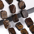 Natural Bronzite Beads Strands, with Seed Beads, Rectangle, 9.5~14x7~10x4~6.5mm, Hole: 0.8~1mm, about 12~15pcs/strand, 6.69~8.07''(17~20.5cm)(G-C098-A39-01)