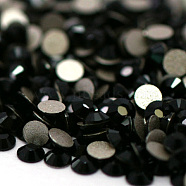 Glass Flat Back Rhinestone, Grade A, Back Plated, Faceted, Half Round, Jet, 3~3.2mm, about 1440pcs/bag(X-RGLA-C002-SS12-280)