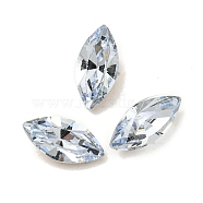 Glass Rhinestone Cabochons, Flat Back & Back Plated, Faceted, Horse Eye, Light Sapphire, 8x4x3mm(RGLA-L029-12A-211)