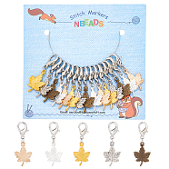Alloy Maple Leaf Pendant Decorations, Lobster Clasp Charms, Clip-on Charms, for Keychain, Purse, Backpack Ornament, Stitch Marker, Mixed Color, 41mm, 5 color, 3pcs/color, 15pcs/set(HJEW-PH01538)