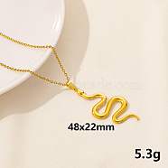 304 Stainless Steel Serpentine Pendant Necklaces, Cable Chain Necklaces(RN6163-6)