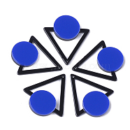 Cellulose Acetate(Resin) Pendants, Triangle with Flat Round, Blue, 42.5x37x4mm, Hole: 1.5mm(KY-S158-35C)