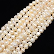 Natural Cultured Freshwater Pearl Beads Strands, Potato, Creamy White, 11~12mm, Hole: 0.8mm, about 34pcs/strand, 13.77 inch~14.17 inch(PEAR-L001-F-14-01)