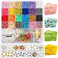 4496 Polymer Clay Beads DIY Bracelet Making Kit, Including Handmade Polymer Clay & Acrylic & Brass & Natural Cowrie Shell Beads, Alloy & CCB Plastic Pendants, Zip Lock Bag, Elastic Thread, Mixed Color, Polymer Clay Beads: 4070pcs/box(DIY-SZ0006-52)
