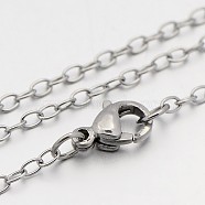 304 Stainless Steel Cable Chain Necklaces, with Lobster Claw Clasps, Stainless Steel Color, 23.5 inch(59.7cm), 3x2.3mm(STAS-O053-06P)