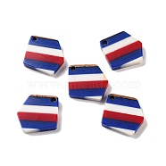 Independence Day Opaque Striped Resin & Walnut Wood Pendants, Geometric Charms, Nuggets, 20.6x18.6x3.5mm, Hole: 2mm(RESI-U010-01B)