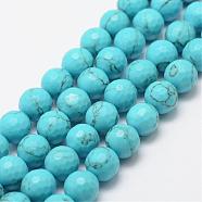 Synthetic Turquoise Bead Strands, Round, Dyed, 8mm, Hole: 1mm, about 48pcs/strand, 15.3 inch(39cm)(G-G671-8mm)