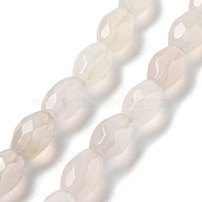 Natural White Agate Beads Strands, Faceted Rice, 12.5x8mm, Hole: 1.2mm, about 16pcs/strand, 7.68 inch(19.5cm)(G-P520-C14-01)