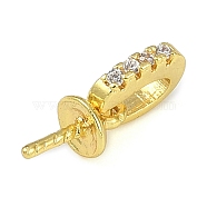 Brass Micro Pave Clear Cubic Zirconia Peg Bails Pendants, For Half Drilled Beads, Real 18K Gold Plated, 11mm, Hole: 3.5x1.8mm, Pin: 0.9mm(KK-L219-02G)