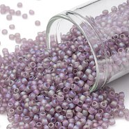 TOHO Round Seed Beads, Japanese Seed Beads, (166F) Transparent AB Frost Light Amethyst, 11/0, 2.2mm, Hole: 0.8mm, about 50000pcs/pound(SEED-TR11-0166F)