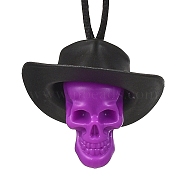 Halloween Skull Plastic Pendant Necklaces, Black Nylon Cord Necklaces, Purple, 27.56 inch(70cm)(NJEW-S006-01B)