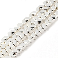 Electroplated Synthetic Non-Magnetic Hematite Beads Strands, Faceted Cube, Silver Plated, 3x4x3mm, Hole: 0.8mm, about 130pcs/strand, 16.30''(41.4cm)(G-U003-08)