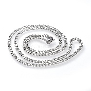 201 Stainless Steel Curb Chain Necklace, with Lobster Claw Clasps, Stainless Steel Color, 19.6 inch(50cm), 3mm(NJEW-G326-05P)