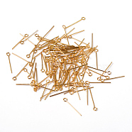 Golden Plated Brass Eye Pin Jewery Making Findings, Cadmium Free & Lead Free, 20x0.7mm, Hole: 2mm(X-EPC2.0cm-G)