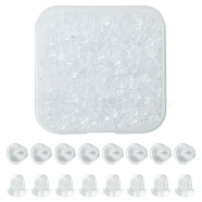 600Pcs Plastic Bell Ear Nuts, Safety Earring Backs, Clear, 4x4mm, Hole: 1mm(FIND-FS0001-83)