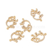 Brass Micro Pave Clear Cubic Zirconia Connector Charms, Elephant, Golden, 14x23x2mm, Hole: 1.2mm(KK-G421-03G)
