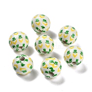 St. Patrick's Day Series Printed Schima Wood European Beads, Hat, 15.5~16x15mm, Hole: 4mm(WOOD-V002-01B)